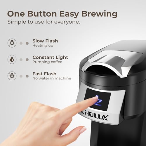 CHULUX Classic Single Serve Coffee Maker for K Cup, One Button Easy Coffee Machine for Office, RV, Travel and Dorm, Black - Image 5