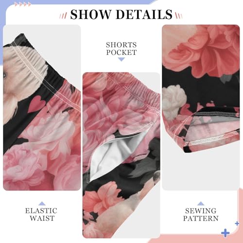 ZZXXB Poodle Rose Flowers Boys Long Pants Soft Trousers Elastic Waist Kids Lounge Bottoms with Pockets S-XL4