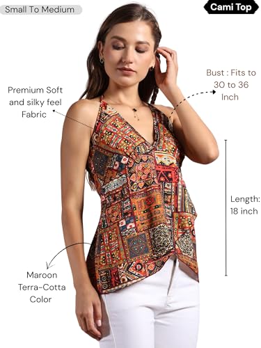 Image of KE Kanha Exports Tops for Women Western | Jeans Tops for Women | Sleeveless Crop top | Summer | Beach wear | Stylish Trendy Tunics Halter Neck top | Fashion Any Occasion (Light Carmine Pink 2424)