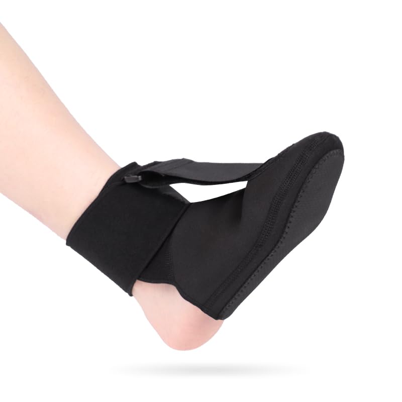 plantar fasciitis night splint sock, adjustable straps plantar fasciitis relief braces for achilles tendonitis, foot drop & heel spur pain relief day & night, size l (black)