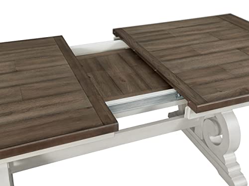 Intercon Drake 76-98\" Wide Trestle, Rustic White & French Oak Dining Tables - Thumbnail 6