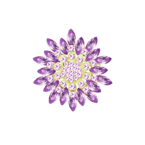 Image of Large Crystal Flower Brooch Pin for Women Red purple pink green Rhinestone Flower Lapel Pin Wedding Party Birthday Dance Banquet Dress Suit Ceremony Clothes Hat Bag Accessories Jewelry