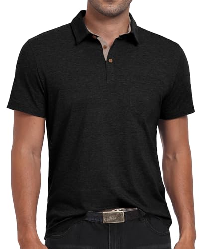 Image of Sailwind Men's Cotton Polo Shirts Short Sleeve Casual Summer Shirts Classic Collared Golf Shirt with Pocket
