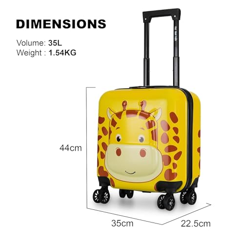 Image of Kids Carry On Luggage with Wheels, 18-inch Hard Shell Suitcase for Boys & Girls, Lightweight Toddler Rolling Travel Bag with Retractable Handle, Durable Hardside Spinner Suitcase for Airplane Travel
