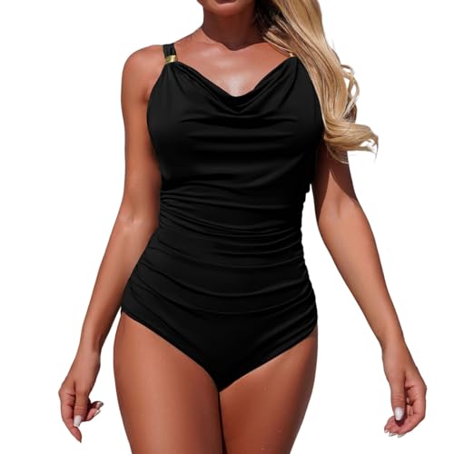 Maillot de bain une pièce sport pour femme avec effet ventre plat et bonnets intégrés