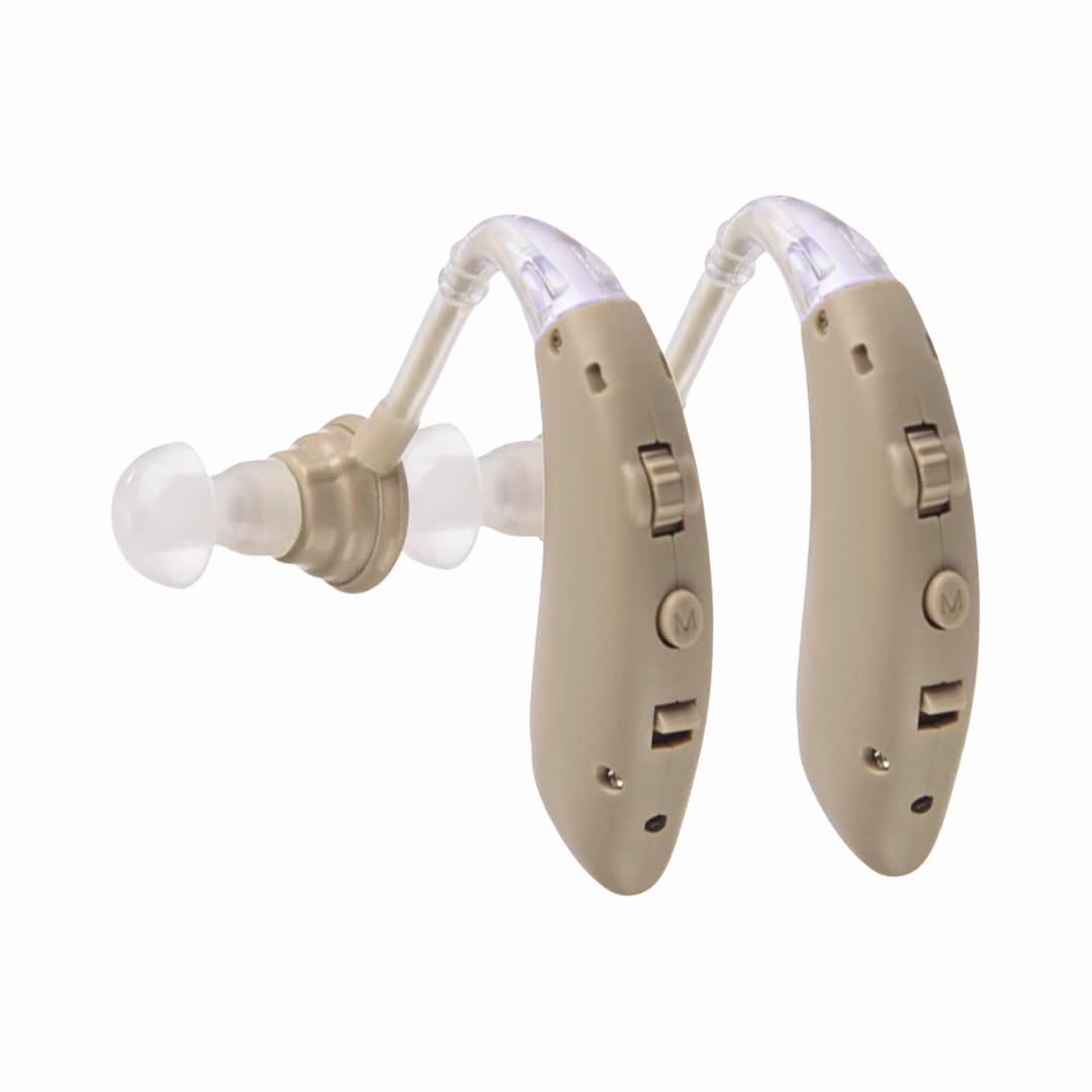 Hearing Amplifier Aid Rechargeable Digital Personal Sound Amplifier Devices PSAP for Seniors,Behind The Ear,BTE,TV,2-Pack