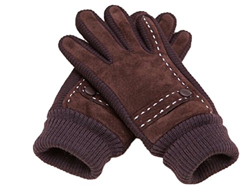 Luvas de inverno masculinas de camurça quente, luvas de tricô grossas, Marrom, tamanho ?nico
