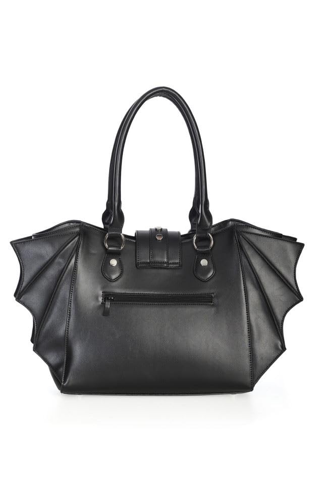 Banned Schwarze Gothic-Handtasche mit Fledermausflügel, Halloween-Wappen, Vampir, Alt-Stil, Handtasche