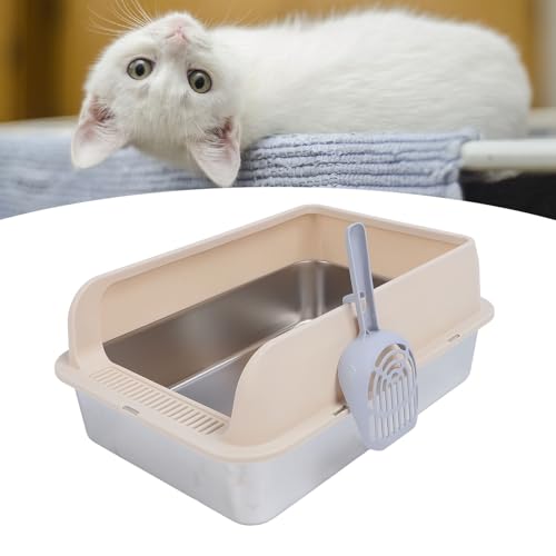 Caja de arena para gatos acero inoxidable con lados altos miniatura 3
