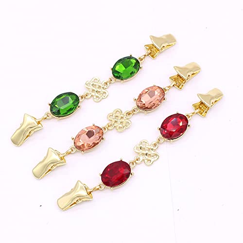 Image of 3PCS fashion crystal scarf clip sweater clip clothing buckle anti-glare brooch Change your waist to a small artifact