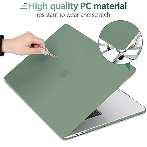 Dongke For Macbook Pro 13 Inch Case 2022 2021 2020 Release Model: A2338 M2/M1 A2251 A2289, Plastic Hard Shell Case & Keyboard Cover Only Compatible With Macbook Pro 13 Touch Bar, Midnight Green #TOP5