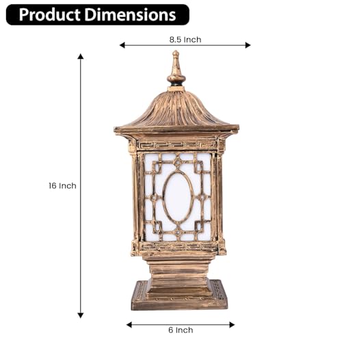 Image of GIGAWATTS 1267 Outdoor Gate Light - 101% Rust & Waterproof Die-Casting Aluminium Exterior Pillar Lamp Base Mount for Garden, Boundary Walls & Home Entrances (B22 Holder, Bulb Not Included, Gold)