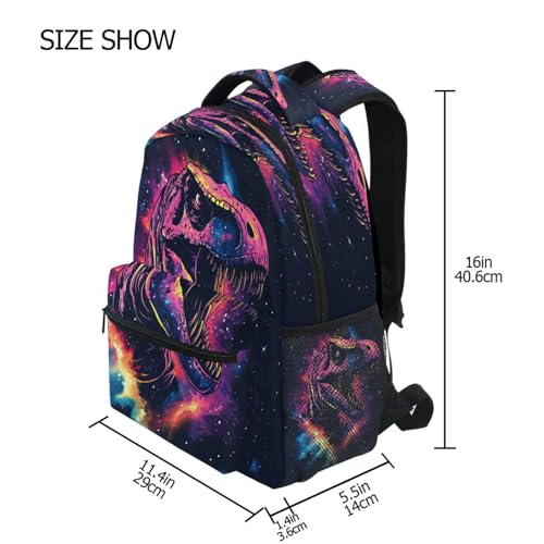 Space Neon Dinosaur Backpack for School Boys Girls Adults Kids Bookbag Laptop Bag 18L4