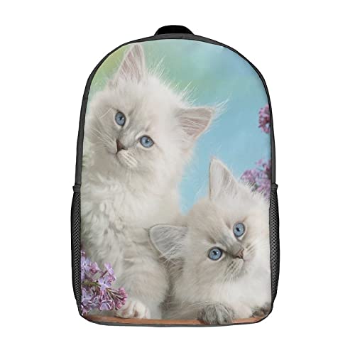 Sac à dos d'école chat anti-fatigue unisexe léger 17 pouces