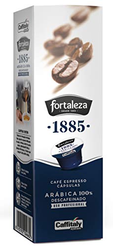 CAFÉ FORTALEZA Cápsulas de Café Descafeinado Compatibles con Caffitaly Pack 8x10 80 Uds – Café sin Cafeína Variedad 100% Arábica Intensidad Suave - Cápsulas Caffitaly con Sabor Equilibrado