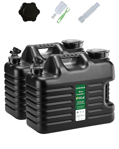 UPWOIGH Cantimplora de Agua para Camping 5 Galones con Grifo, Negro Mate, Paquete de 2 miniatura 1