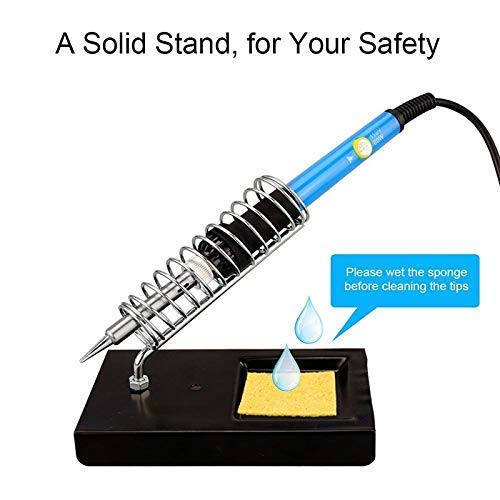 Techtest 14 in 1 Soldering Iron Kit Adjustable Temperature 5 Tips Internal Heating 60w Welding Tool 50gm Solder wire Desoldering Pump Solder wick 2 Tweezer Combination Set Plastic Toolbox 2