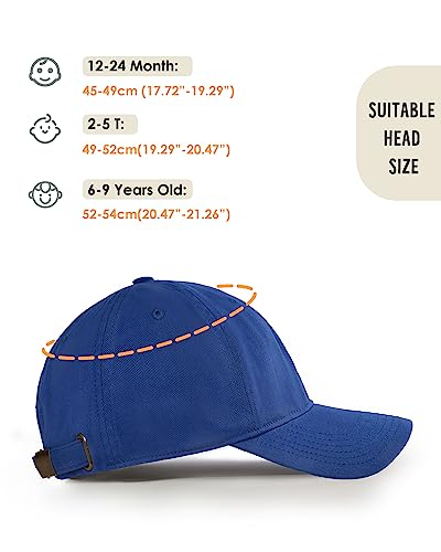 Furtalk Toddler Baseball Hat Kids Boys Girls Adjustable Washed Cotton Baseball Cap With Ponytail Royal Blue #TOP3