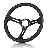 QYMOPAY 14'Racing Steering Wheel, Perforated Leather Trim Stitch Steering Wheel for Corvette 1963-1982, Black