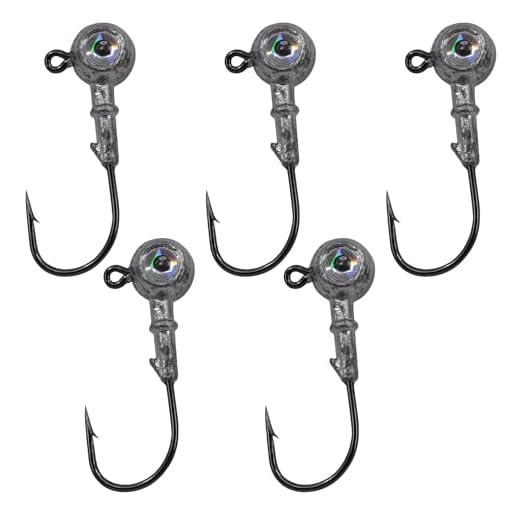 Matrix Shad Golden Eye Jig Head - Black Platinum Jighead Fishing Hooks for Redfish, Speckled Trout, Flounder, Crappie and Bass - Fishing Tackle for Freshwater and Saltwater (5 per Pack) (1/2 oz)