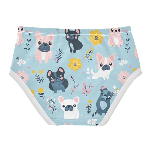 Wusikd Cartoon Dogs Pugs Girls' Underwear Cotton French Bulldogs Girls Briefs Soft Toddler Underwear 2T2