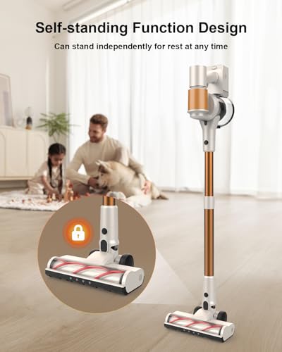 Image of Cordless Vacuum Cleaner, 2 Batteries 110 Mins Runtime, 580W 48KPA Stick Vacuum with Self-Standing, Tangle-Free Brush, LED Display, Vacuum Cleaner for Home Hardwood Floor, Carpet, Pet Hair