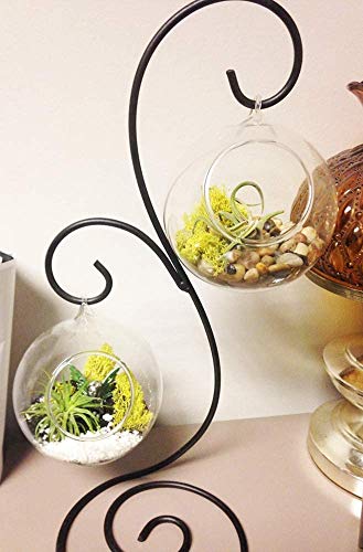 Ornament Display Hanging Stand Set Of 2, Black Metal Stand Holder Flower Pot Stand For Hanging Glass Globe Air Plant Terrarium Succulent And Witch Ball #TOP3