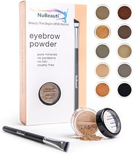 Mineral Eyebrow Powder by NuBeauti - Natural Brow Makeup Kit with Angled Contour Brush for Precision Sculpting to Color Eyebrows Precisely for Beautiful Perfect Brows (Warm Blonde)