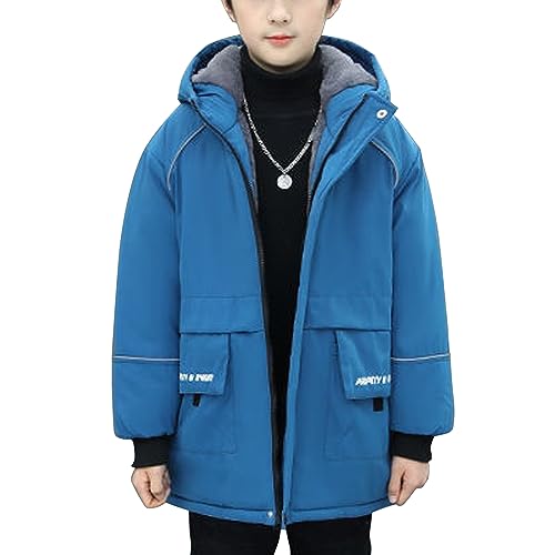 Boys Waterproof Winter Parka Coat Hooded Puffer Fleece Lined Jackets