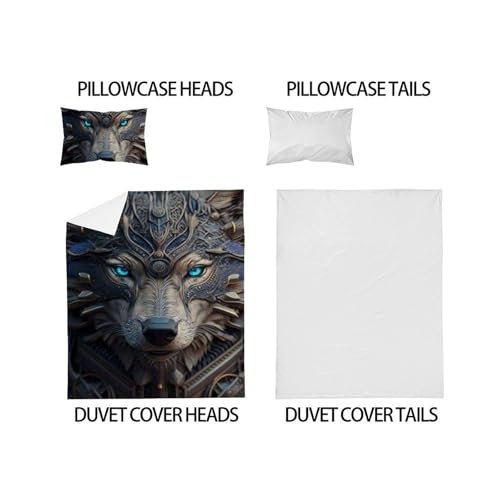 Housse de couette loup sauvage imprimé 3d microfibre 135x200 - 5