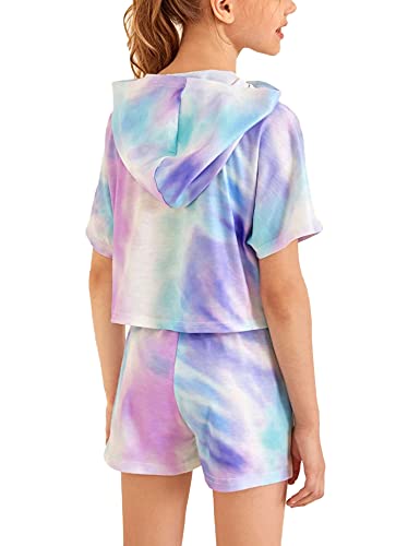 Girls Tie Dye Clothes Outfits Two Piece Set Jogger Suits Sweatsuits Tracksuits Sweatshirts Tops Hoodies Shorts Sets Size 10 #TOP1