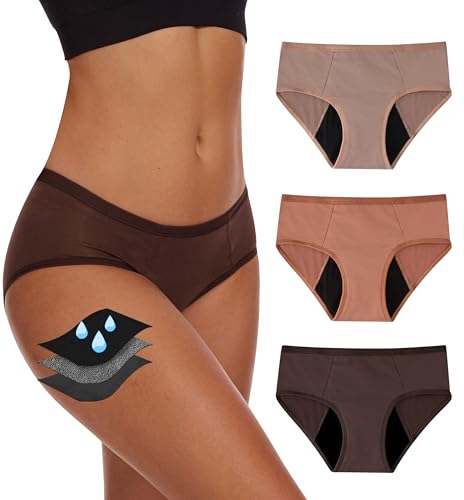 Image of YESWEL Period Underwear For Women, Leak-Proof Hipster, Brief, Heavy Flow, 3 Pack
