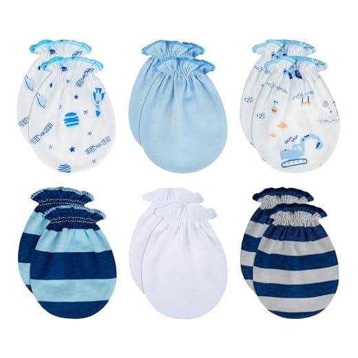 RATIVE Newborn Baby Cotton Gloves Sleep Sleeping No Scratch Mitten Mittens Mitts Set for 0-3 0-6 Months Boy Boys Girl Girls (6 Pairs/MB-67)