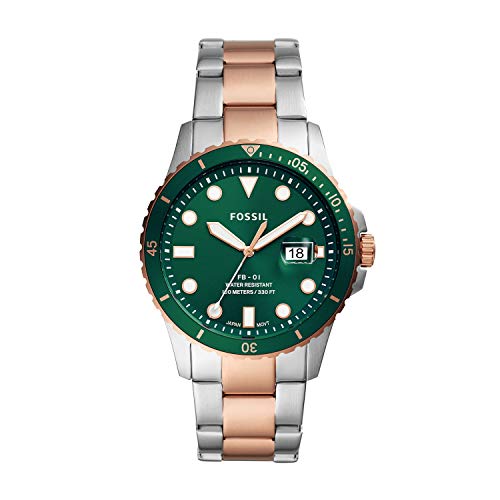 Fossil Men's FB-01 Quartz Stainless Steel Three-Hand Date Watch, Color: Rose Gold/Silver (Model: FS5743)