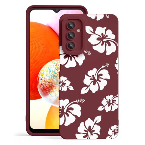 CASBST Case Compatible with Samsung Galaxy A14 5G, Cute Pretty Print Protective Silicone Case for Girls Women, Ultra-Thin Shockproof Soft Girly Phone Cover for Samsung A14 - White Hibiscus