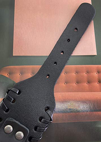 Apopo Nordic Compass Wolf Quake Wide Leather Weave Black Bracelet Retro Stainless Steel Cuff for Men4