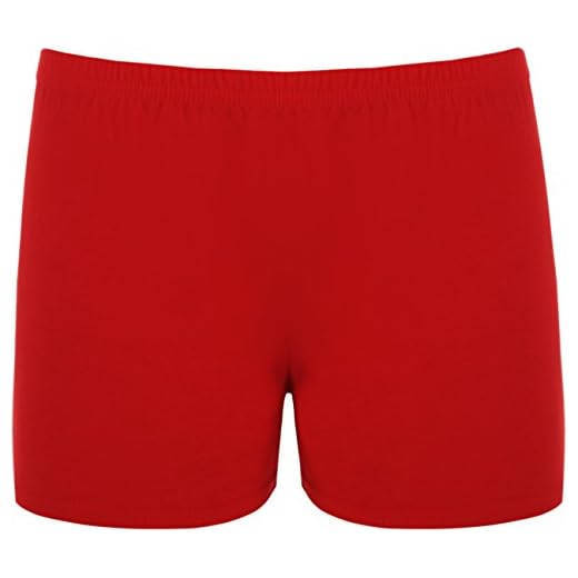 WearAll - Nya elastiska shorts för kvinnor, korta byxor, hot pants – 8 färger, storlek 36–42, röd, 40/42 SE
