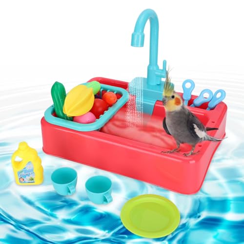 Bain d'oiseaux multifonction pour perruche avec jouets et baignoire pour calopsitte - 6