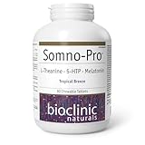 Bioclinic Naturals Somno-Pro Complex 90 Chewable Tablets Tropical Breeze, L Theanine, 5 HTP, Melatonin, Sleep Aid, Proudly Canadian