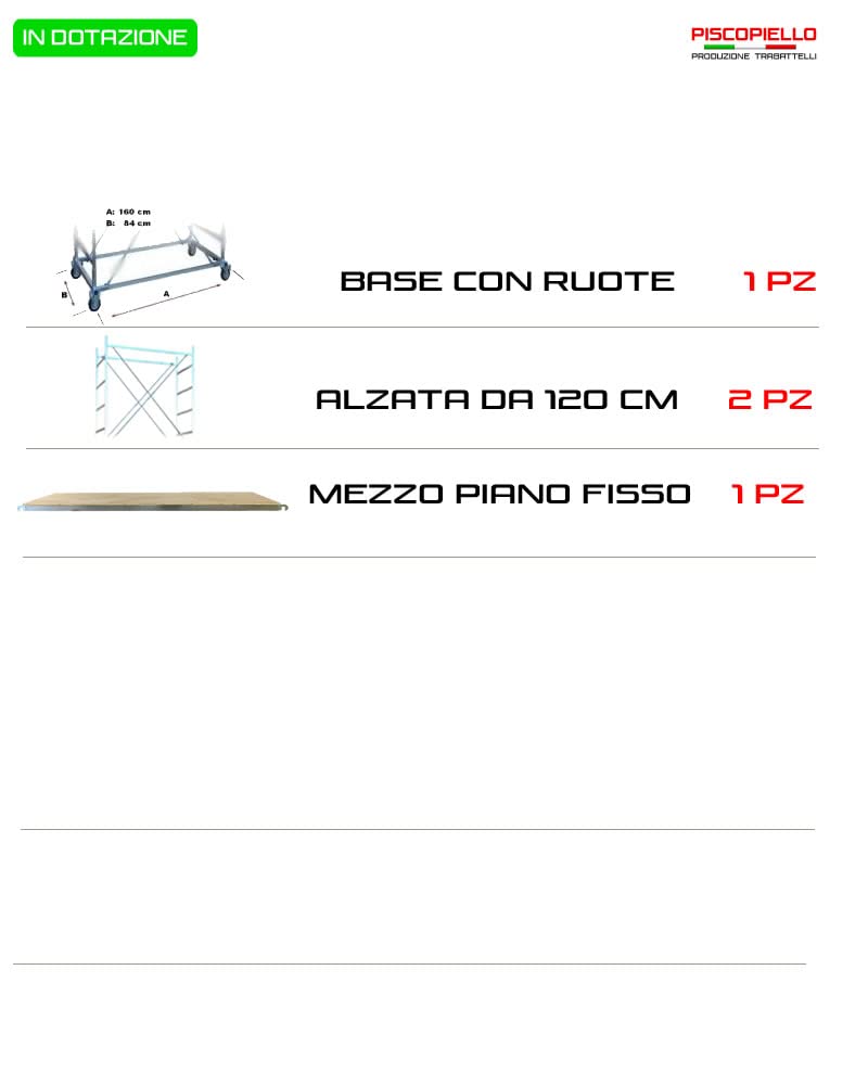 Trabattello TRIS 3,86 m mezzo piano