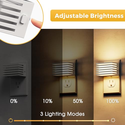 Image of L LOHAS LED Night Lights Plug into Wall, 2 Pack Modern Night Light with Dusk to Dawn Sensor, Dimmable Plug in Night Light, Adjustable Brightness, 3000K Soft White for Bedroom Bathroom Hallway