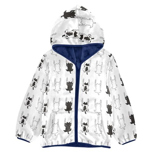 Black Kitten Scratch Hanging Calico Girls Fleece Jacket Girls Fall Jacket Girls Zip Up Hoodie Girls Sherpa Jacket 2-10T