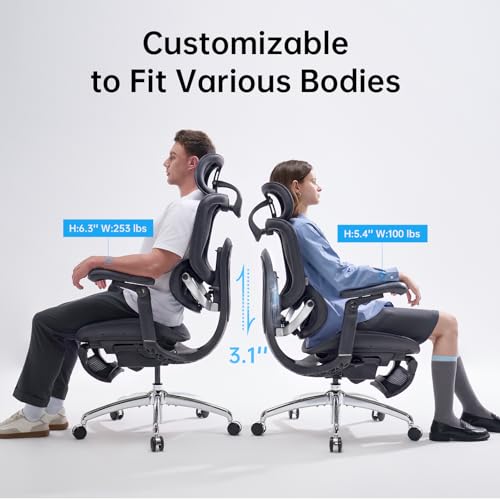 Image of SIHOO Doro C300 Pro V2 Ergonomic Office Chair with Footrest & Full-Body Adaptive Support, 8D Armrests & Breathable Mesh, Comfy High Back Desk Chair for Long Hours, 135 Recline,2 Packs, Jet Black