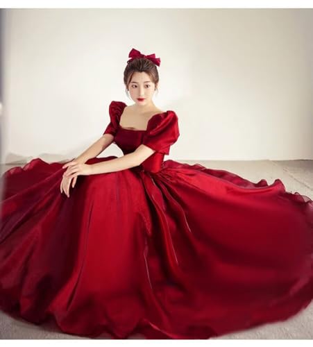 Women's Square Neck Organza Prom Evening Gowns with Puffy Sleeve A Line Sweet 15 16 Party Dress4