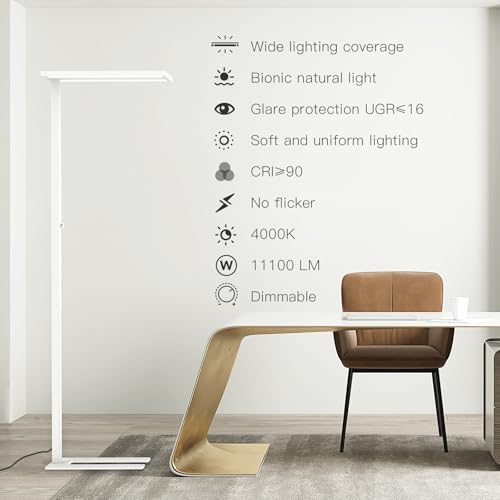 Image of STERREN 76 inch Led Floor Lamp, 105W Eye-Care Free-Standing Lamp, White