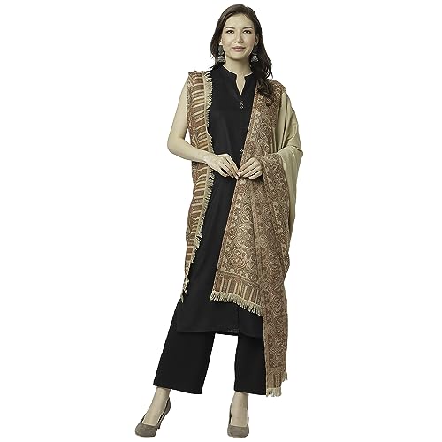 Women's Pashmina Wool Blend Indian Handicraft Woven Shawls, Scarf, Wraps [ Size: 40" X 80"]2