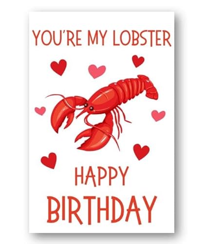 Cartão de felicitação de aniversário com texto em inglês "You're My Lobster Love" de Second Ave Cute Funny You're My Lobster Love Happy Birthday Card cartão de felicitação esposa marido namorado