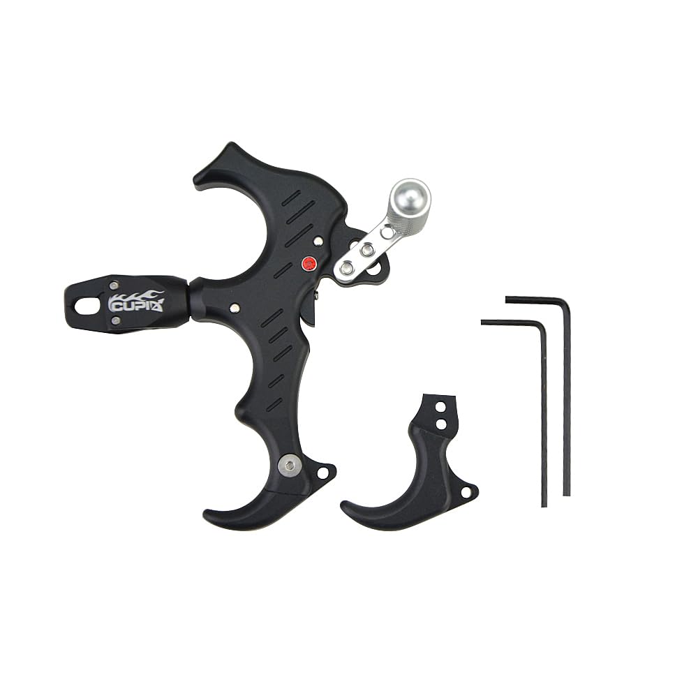 AMEYXGS Rotación de 360 ° Compuesto del Pulgar Liberación del Arco 3 o 4 Dedos Aleación de Aluminio Disparador del Pulgar Calibrador Ajustable Tiro con Arco Ayuda para la liberación