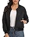 andy & natalie Women's Bomber Jacket Long Sleeve Zip up Raglan Bomber Jacket with Pockets Black-1 X-Large