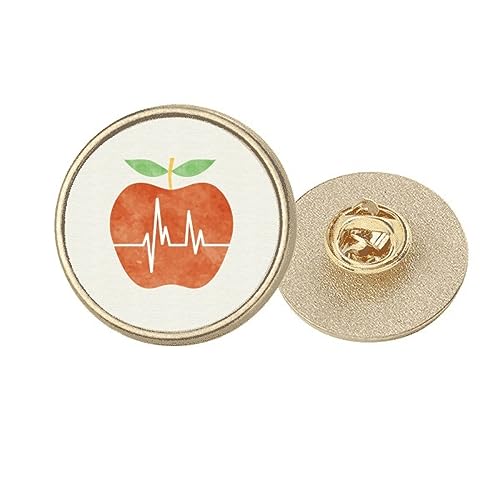 Broche ronde dorée électrocardiogramme cœur pour blouse